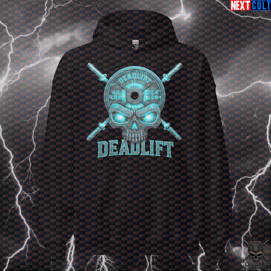 Deadlift Skull Hoodie Cyberpunk Powerlifting Pullover for Leg Day and Gym Energy Hoodies Next Cult Brand