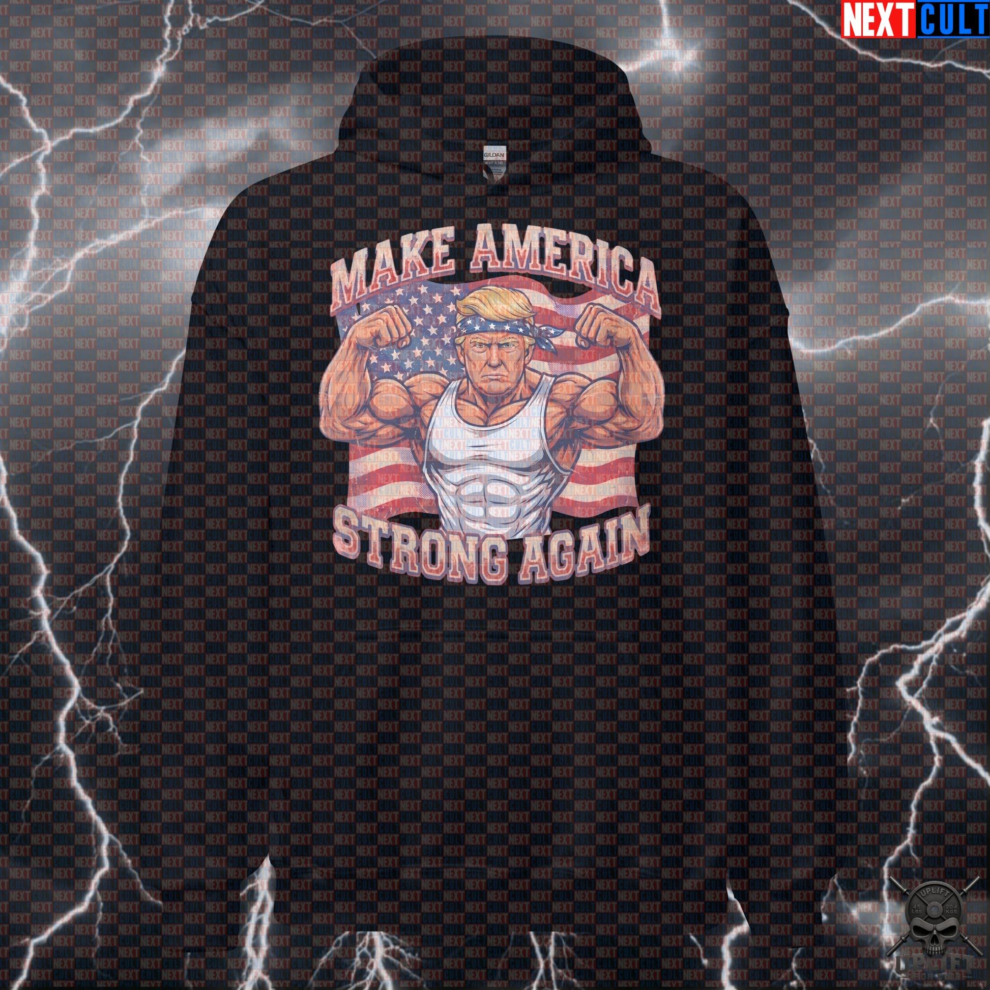 Donald Pump Patriotic Hoodie Make America Strong Again Gym Pullover for Lifters Next Cult Brand