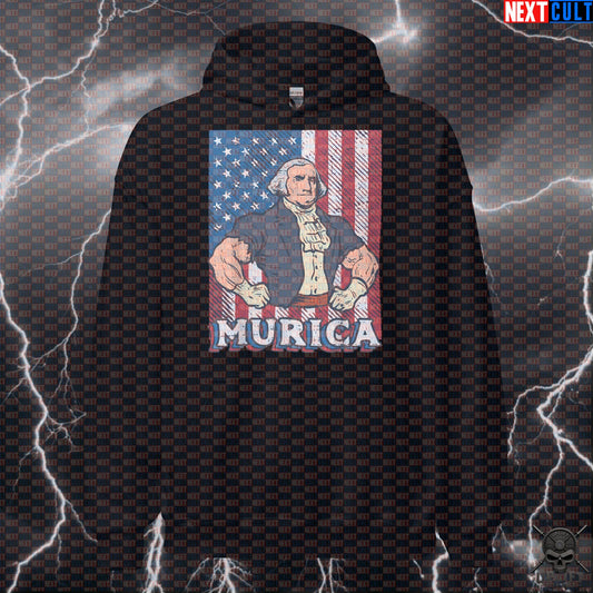 Murica Hoodie George Washington Patriotic Gym Pullover for America-Loving Lifters Next Cult Brand