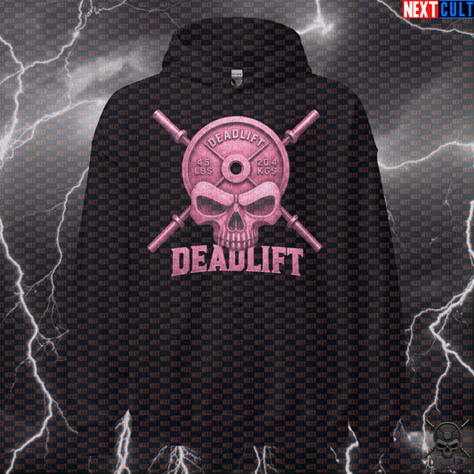 Deadlift Skull Hoodie Pink Heavy Metal Pullover for Powerlifting Leg Day Lifters Hoodies Next Cult Brand