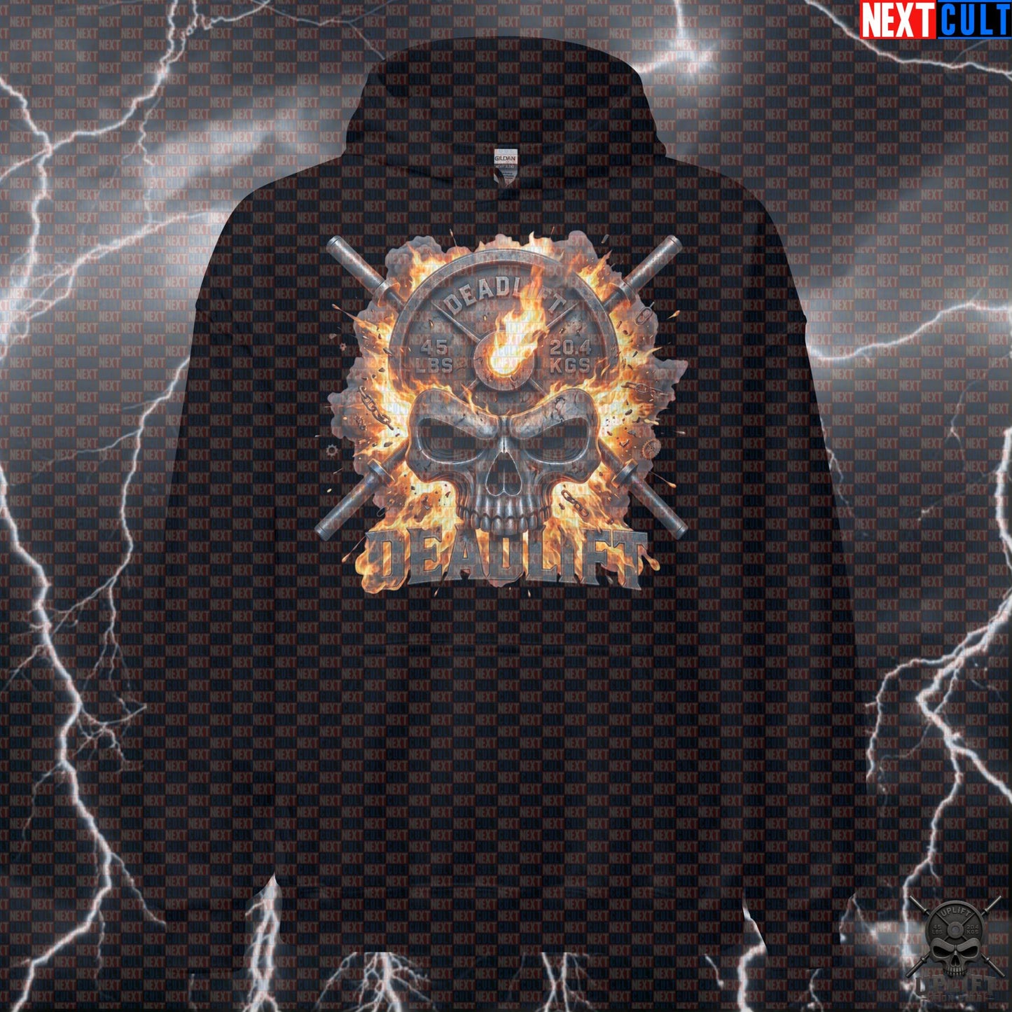 Deadlift Skull Hoodie Explosion Pullover for Powerlifting Leg Day Training |  | ["Bodybuilding", "Fitness", "Gym", "Hardcore", "Leg Day", "Powerlifting", "Pump Cover", "Workout"]