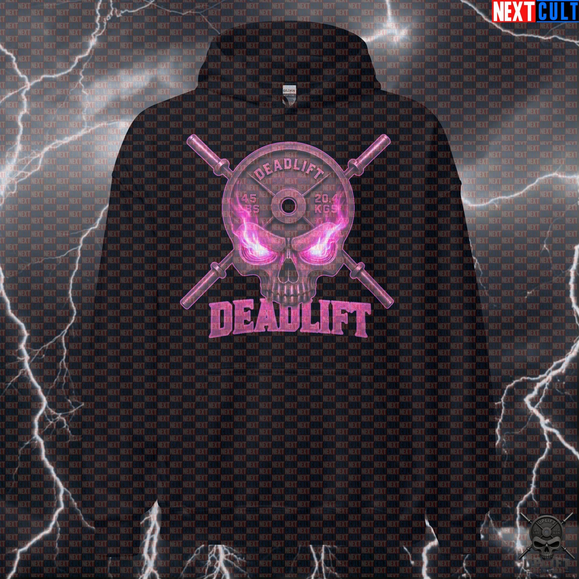 Deadlift Hoodie Pink Skull Pullover for Powerlifting Leg Day and Heavy Metal Gym Style |  | ["Bodybuilding", "Fitness", "Gym", "Hardcore", "Leg Day", "Powerlifting", "Pump Cover", "Workout"]
