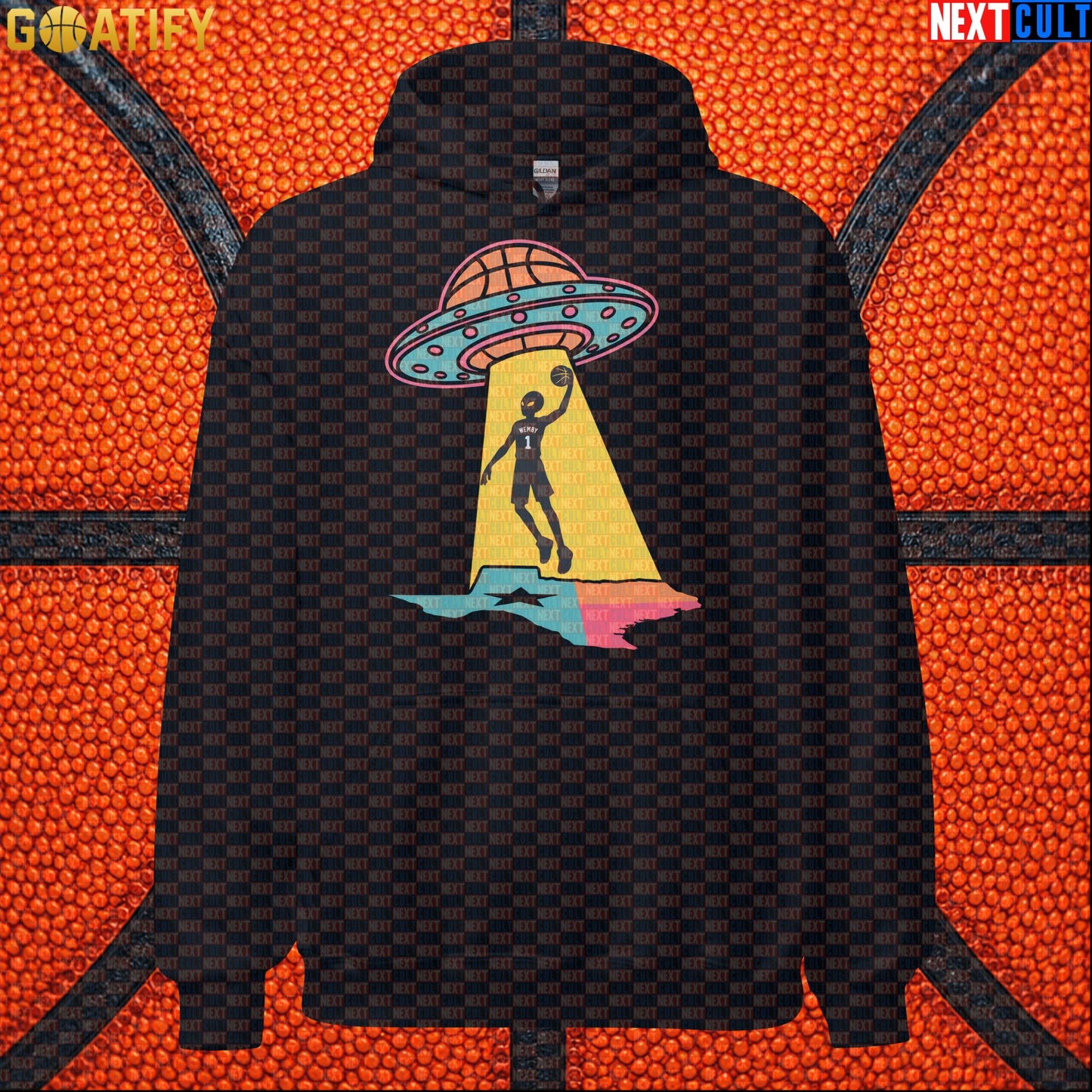 Basketball Hoodie Alien Wemby UFO Abduction Graphic for Spurs Fans and NBA Streetwear |  | ["Basketball", "France", "NBA", "San Antonio Spurs", "Victor Wembanyama", "Wemby"]