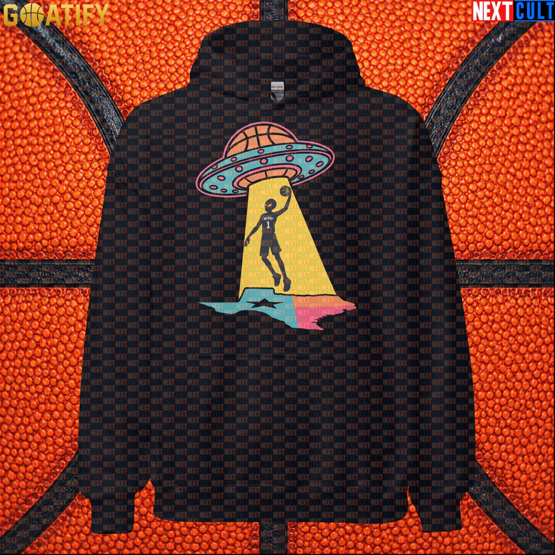 Basketball Hoodie Alien Wemby UFO Abduction Graphic for Spurs Fans and NBA Streetwear |  | ["Basketball", "France", "NBA", "San Antonio Spurs", "Victor Wembanyama", "Wemby"]