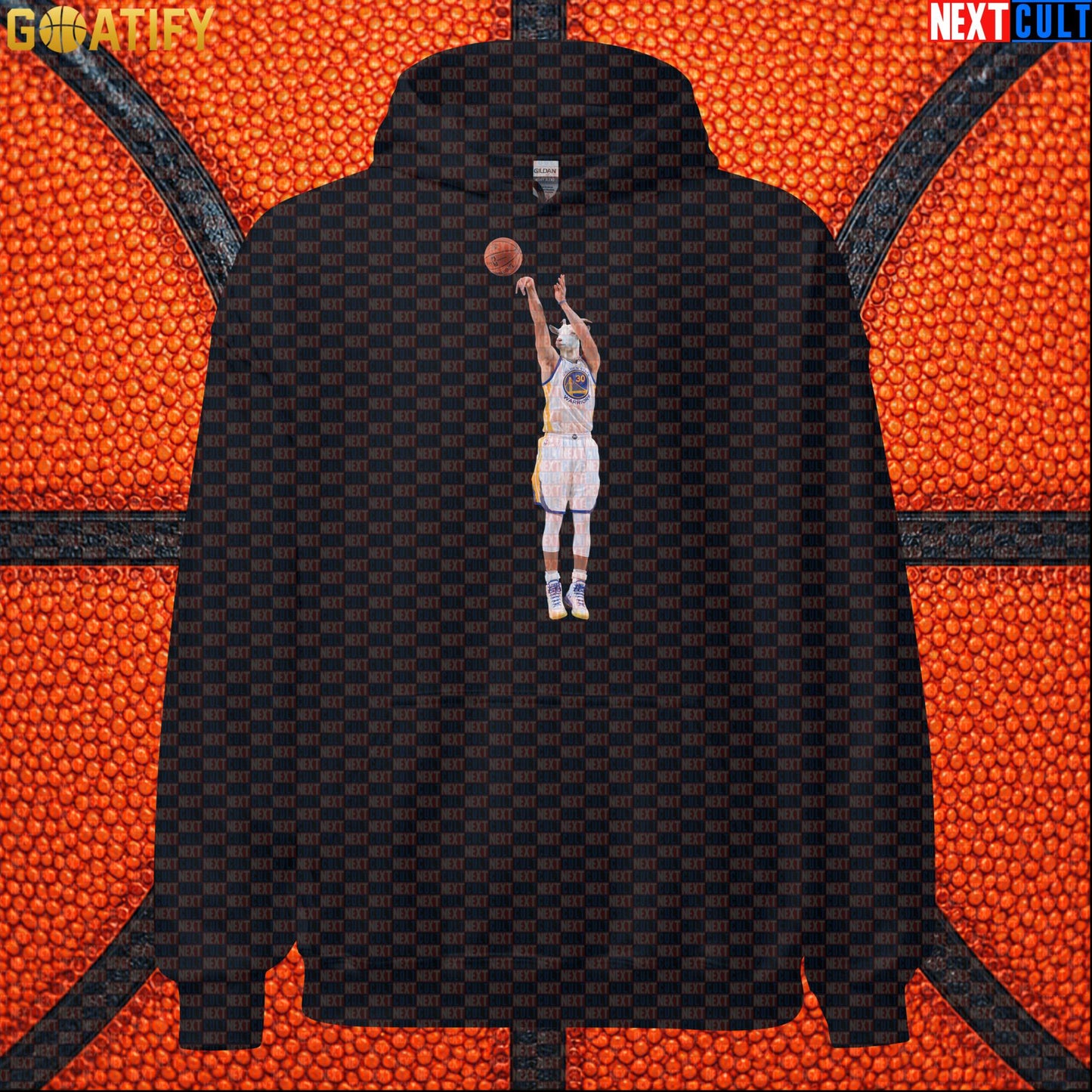 Hoodie Stephen Curry GOAT Shooting Threes Pullover for Warriors Fans NBA Basketball Gift Black Hoodies Next Cult Brand
