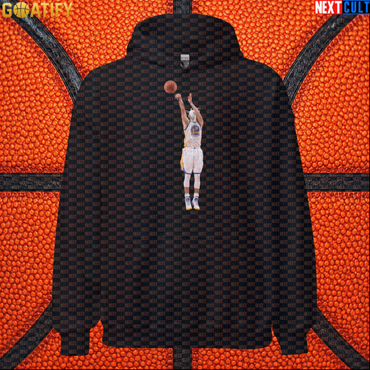 Hoodie Stephen Curry GOAT Shooting Threes Pullover for Warriors Fans NBA Basketball Gift Black Hoodies Next Cult Brand
