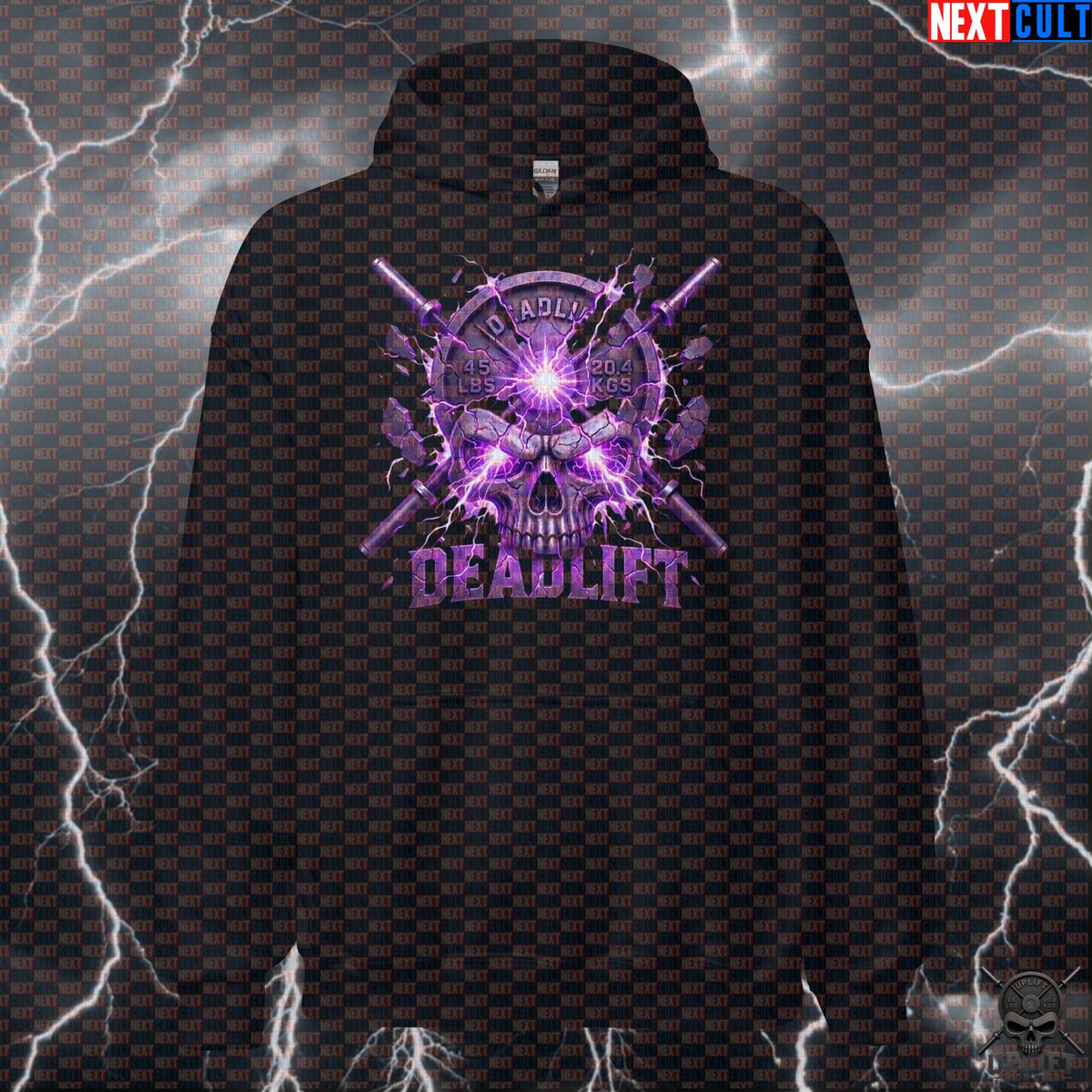 Deadlift Hoodie Purple Skull Pump Cover for Powerlifters Heavy Weight Leg Day Training | Hoodies | ["Bodybuilding", "Fitness", "Gym", "Hardcore", "Leg Day", "NCB", "Powerlifting", "Pump Cover", "Workout"]