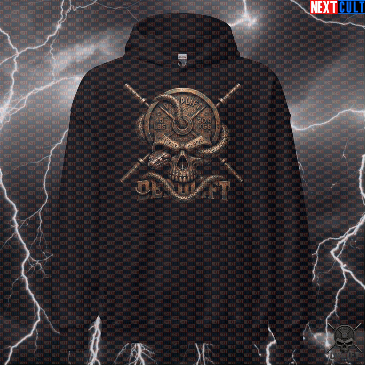 Deadlift Hoodie Viking Skull Gym Pullover for Powerlifters, Norse Hardcore Lifting Gift | Hoodies | ["Bodybuilding", "Fitness", "Gym", "Hardcore", "Leg Day", "NCB", "Powerlifting", "Pump Cover", "Vikings", "Workout"]