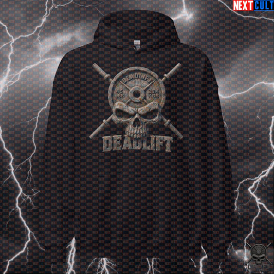 Deadlift Hoodie Stone Skull Gym Pullover for Powerlifters, Hardcore Training Gift Hoodies Next Cult Brand