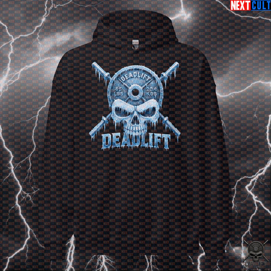 Deadlift Hoodie Frozen Skull Gym Pullover for Powerlifters, Hardcore Winter Training Gift Hoodies Next Cult Brand