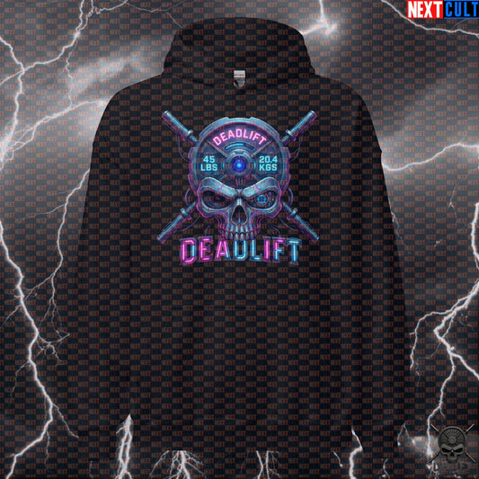 Deadlift Hoodie Cyberpunk Skull Gym Pullover for Powerlifters, Sci-Fi Lifting Gift Hoodies Next Cult Brand