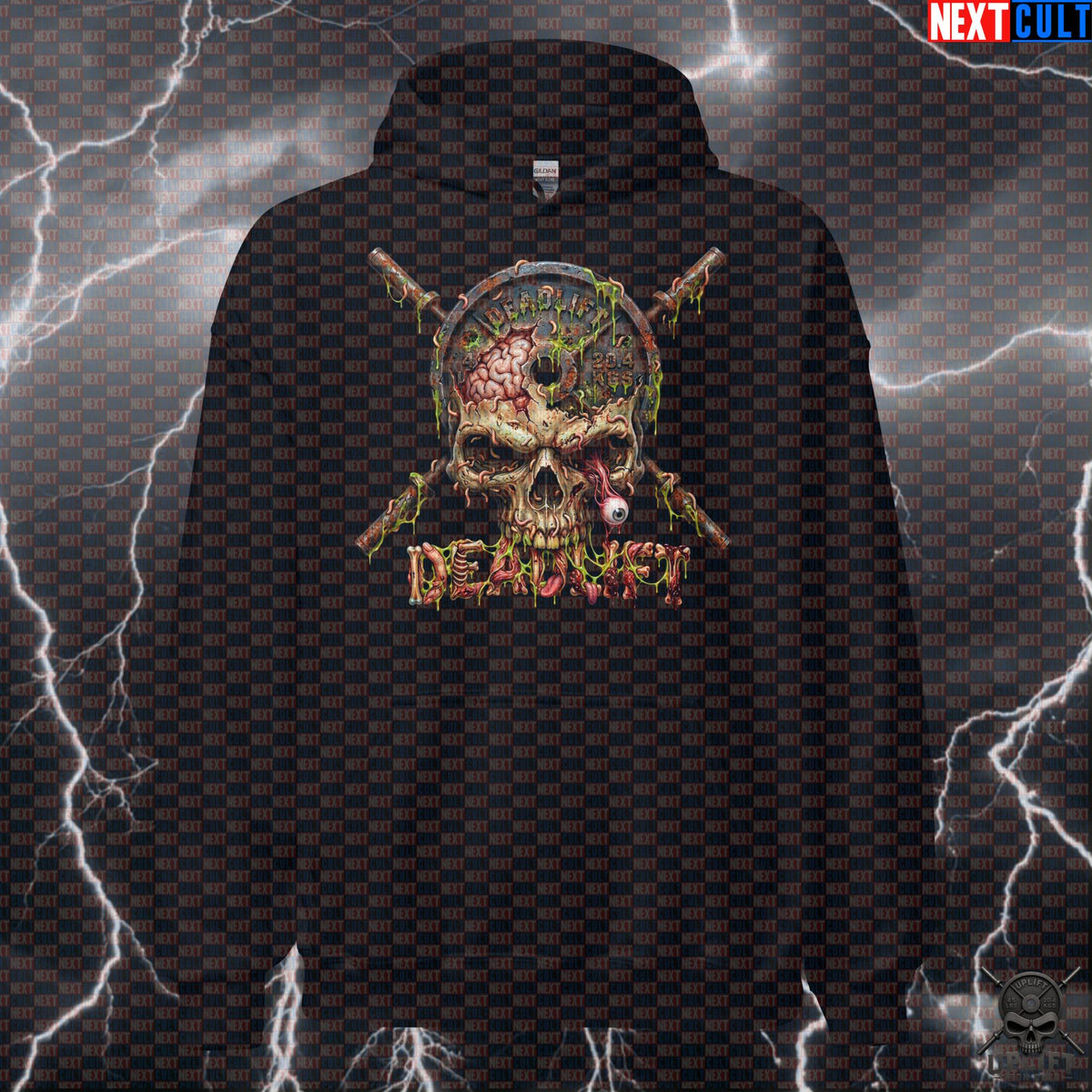 Deadlift Hoodie Zombie Skull Gym Pullover for Powerlifters, Halloween Horror Gym Gift | Hoodies | ["Bodybuilding", "Fitness", "Gym", "Halloween", "Leg Day", "NCB", "Powerlifting", "Pump Cover", "Workout"]