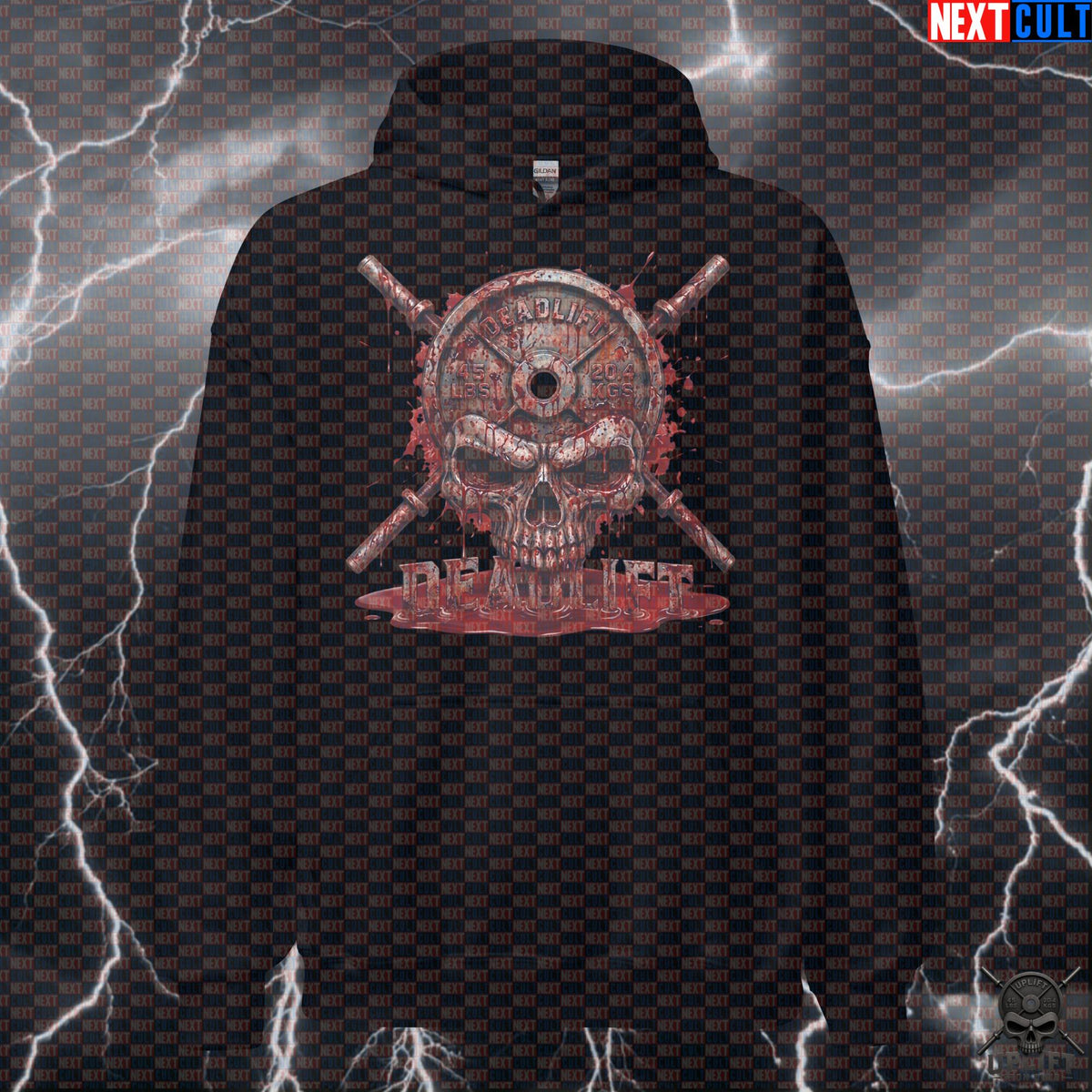 Deadlift Hoodie Bloody Skull Graphic for Lifters, Hardcore Horror Gym Gift for Training | Hoodies | ["Bodybuilding", "Fitness", "Gym", "Halloween", "Hardcore", "Leg Day", "NCB", "Powerlifting", "Pump Cover", "Workout"]