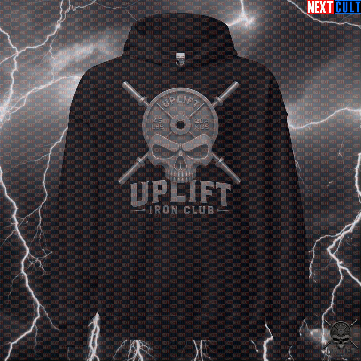 Hoodie Skull Gym Pullover for Lifters Heavy Weights Training Uplift Iron Club | Hoodies | ["Bodybuilding", "Fitness", "Gym", "Hardcore", "NCB", "Powerlifting", "Pump Cover", "Workout"]