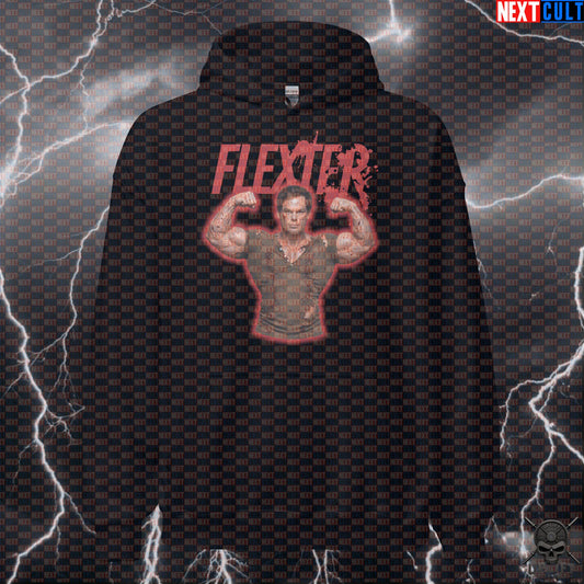 Flexter Hoodie Serial Lifter Gym Parody for Bodybuilders, Horror Fans and Lifters Hoodies Next Cult Brand