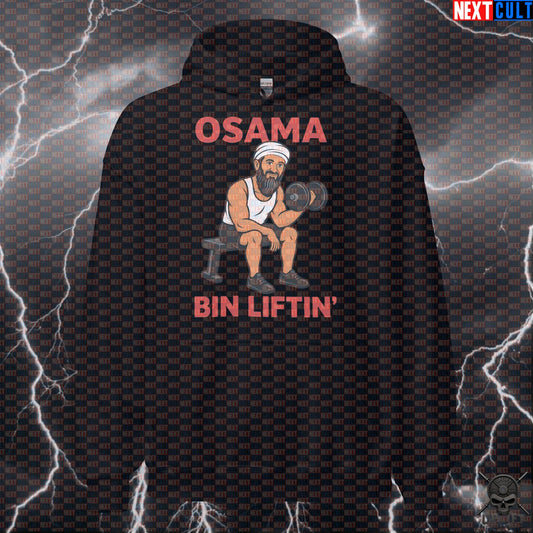 Funny Gym Hoodie – Osama Bin Liftin Parody Pullover for Lifters, Bodybuilders & Gym Bros Hoodies Next Cult Brand