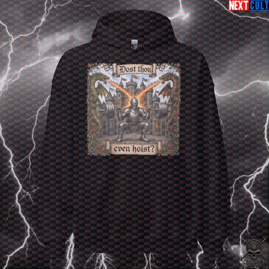 Medieval Gym Hoodie – Dost Thou Even Hoist Knight & Dragon Pullover for Powerlifters Hoodies Next Cult Brand