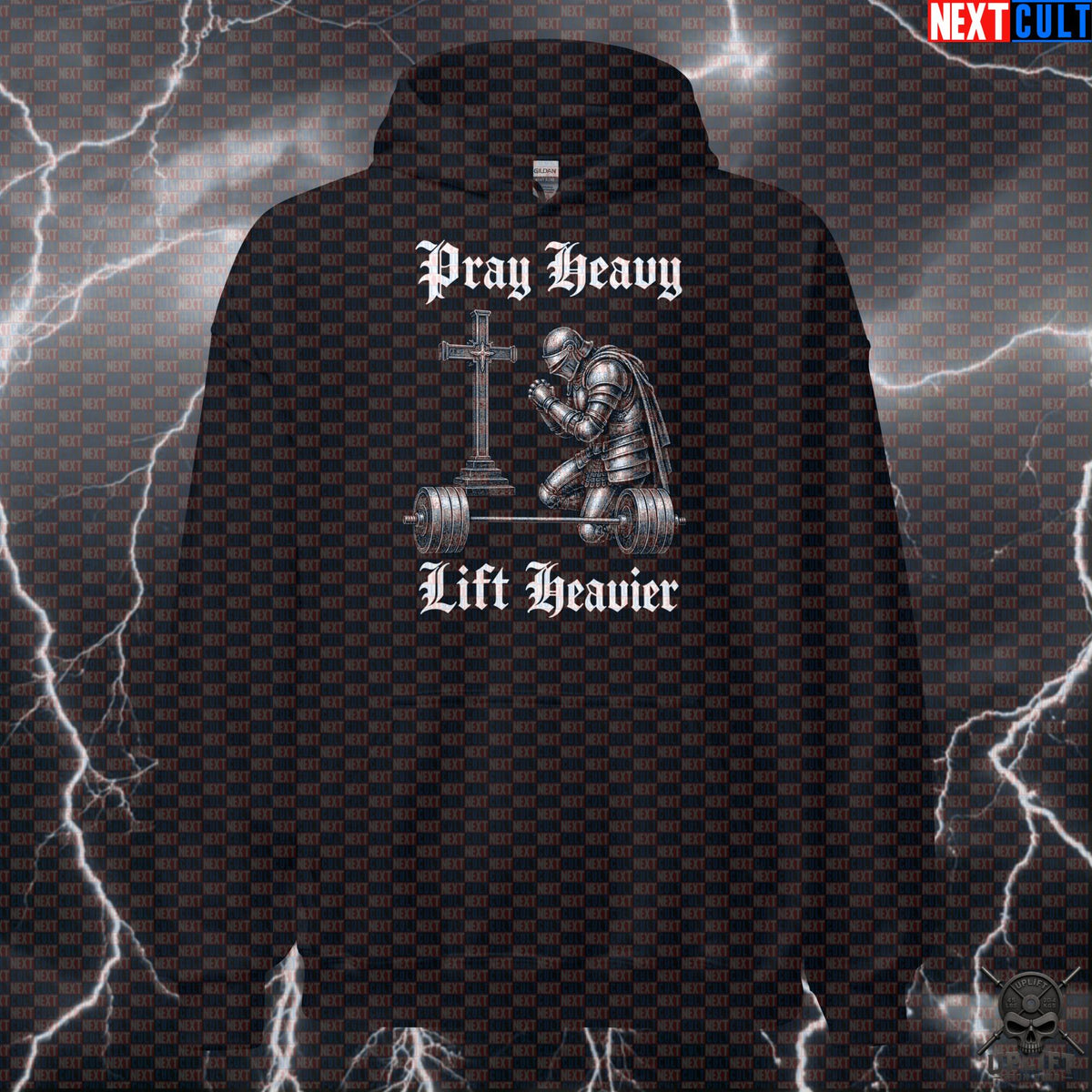 Christian Gym Hoodie Pray Heavy Lift Heavier Medieval Knight Pullover for Powerlifters Hoodies Next Cult Brand