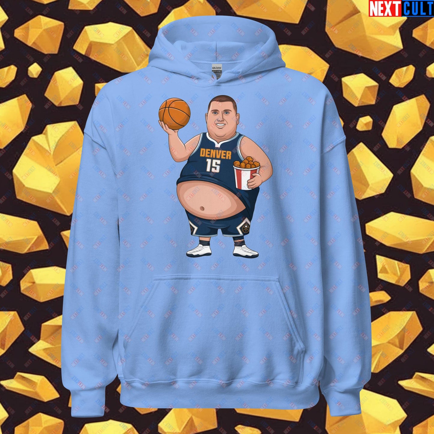 Fat Jokic Denver Nuggets Hoodie - Funny Basketball Meme Sweatshirt - Big Jokic Dominance Pullover for Basketball Fans - Perfect Gift for Jokic Fans Unisex Hoodie Carolina Blue Hoodies Basketball Denver Nuggets NBA Nikola Jokic Next Cult Brand