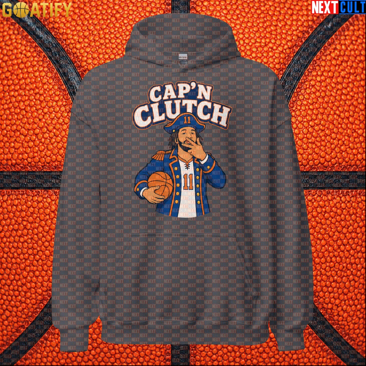 Jalen Brunson Hoodie – Cap’n Clutch Pullover for New York Knicks Fans and NBA Match Days Charcoal Next Cult Brand
