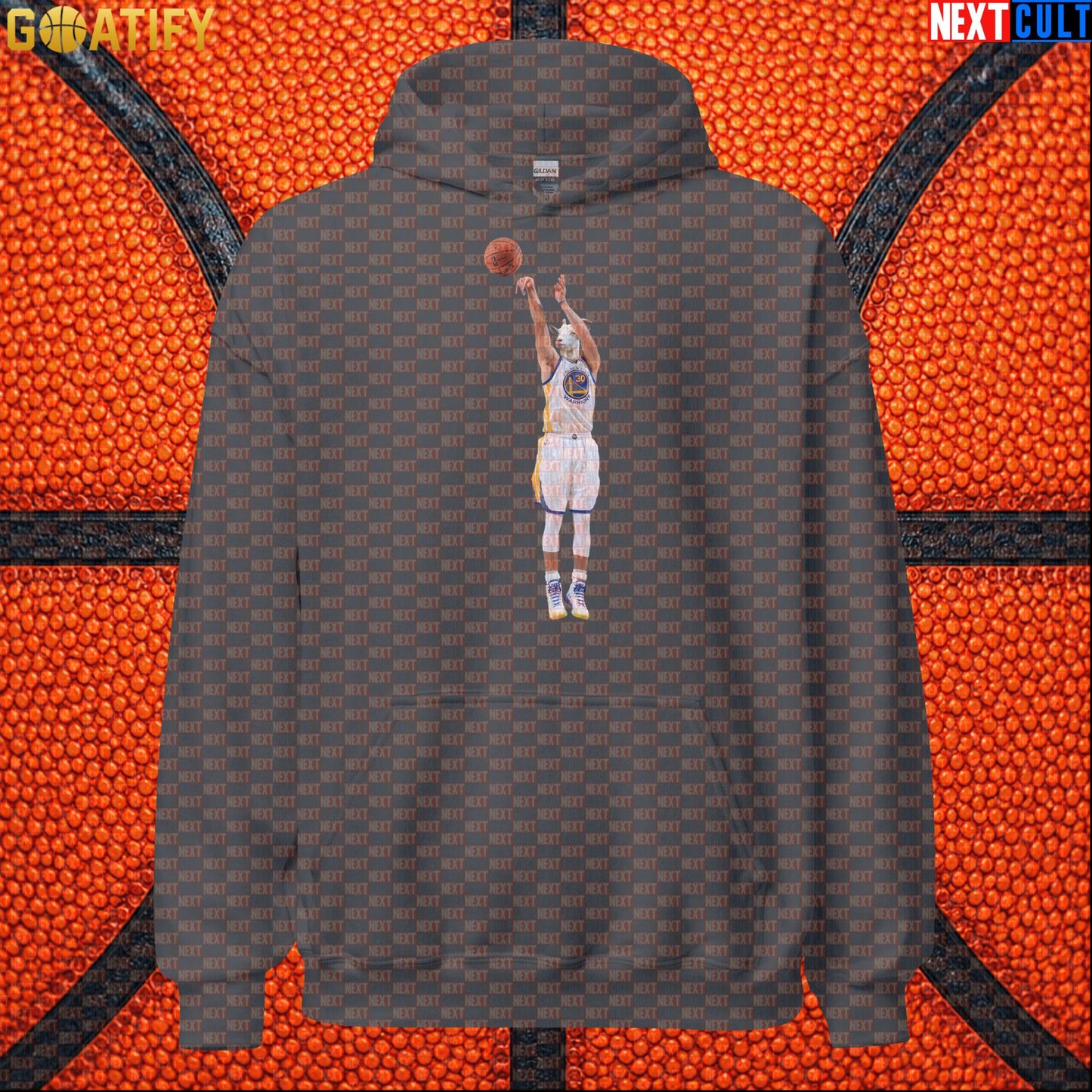 Hoodie Stephen Curry GOAT Shooting Threes Pullover for Warriors Fans NBA Basketball Gift Charcoal Hoodies Next Cult Brand