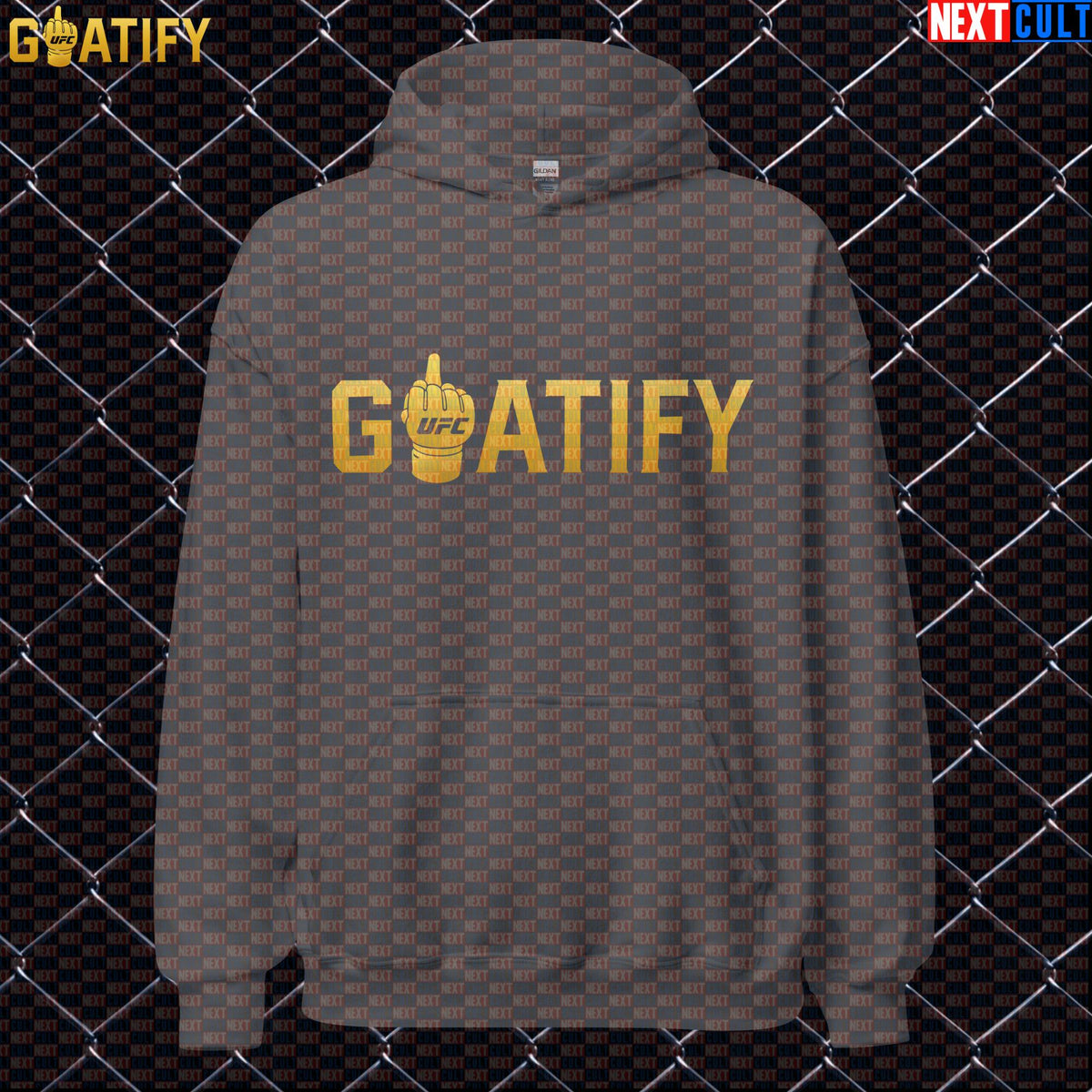 UFC GOAT Hoodie Gold Middle Finger Fight Pullover for MMA Fans & Jiu Jitsu Gifts | GOATIFY | Hoodies | ["Martial Arts", "MMA", "NCB", "UFC"]