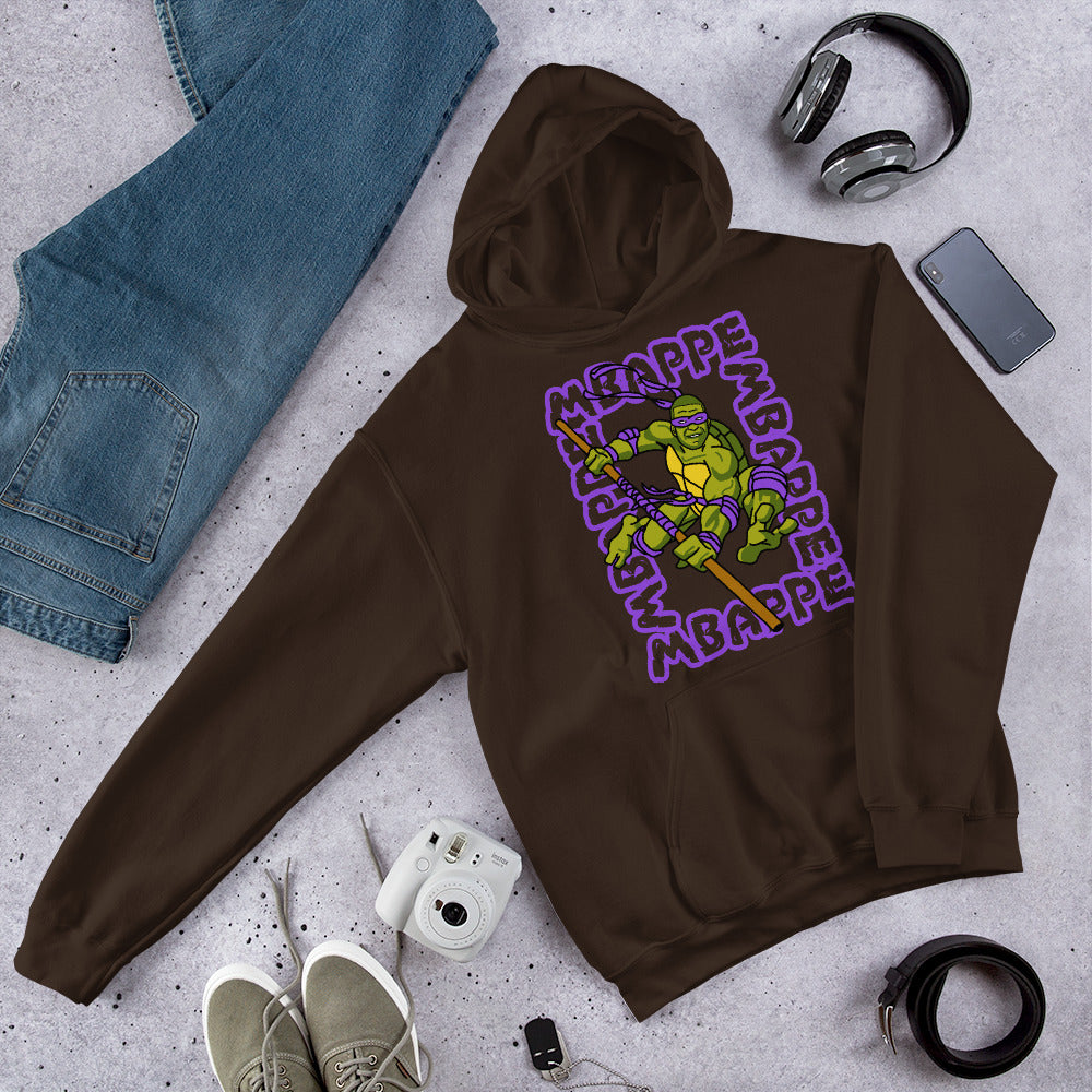 Kylian Mbappe Purple Ninja Turtle Donatello Unisex Hoodie Next Cult Brand Donatello, Football, Kylian Mbappe, Ninja Turtles, PSG