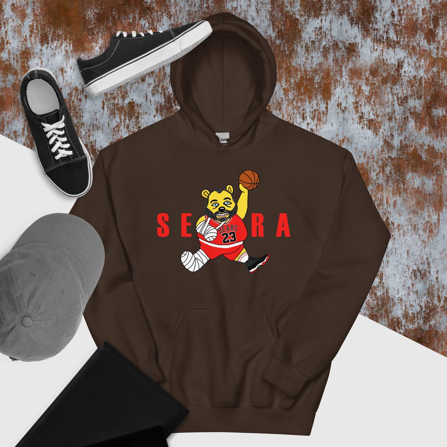 Air Segura, Tom Segura Basketball, Your Mom's House (YMH), 2 Bears 1 Cave, Funny Unisex Hoodie Dark Chocolate Hoodies 2 Bears 1 Cave Air Segura Podcasts Stand-up Comedy Tom Segura YMH Next Cult Brand