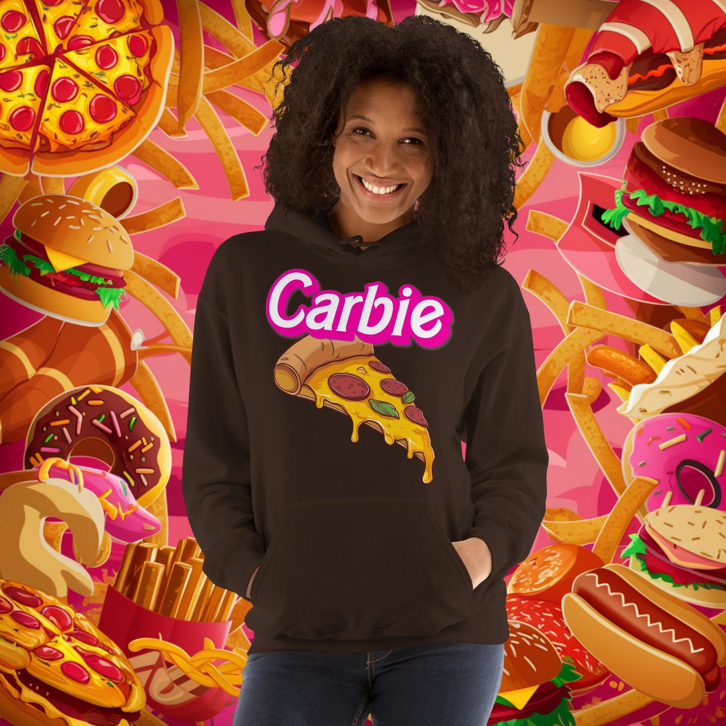 Carbie Barbie I Love Carbs I Love Pizza Unisex Hoodie Next Cult Brand