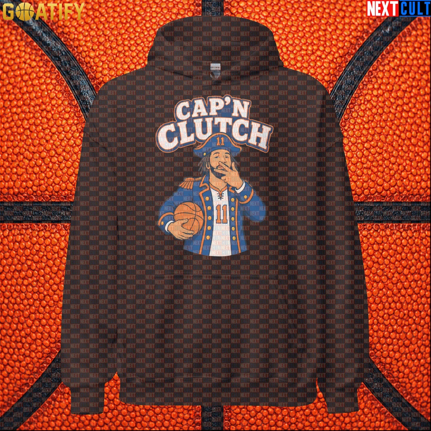 Jalen Brunson Hoodie – Cap’n Clutch Pullover for New York Knicks Fans and NBA Match Days Dark Chocolate Next Cult Brand