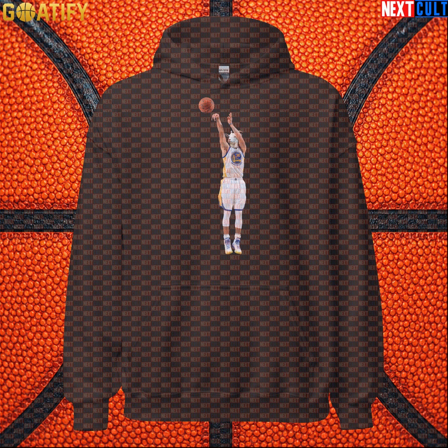 Hoodie Stephen Curry GOAT Shooting Threes Pullover for Warriors Fans NBA Basketball Gift Dark Chocolate Hoodies Next Cult Brand
