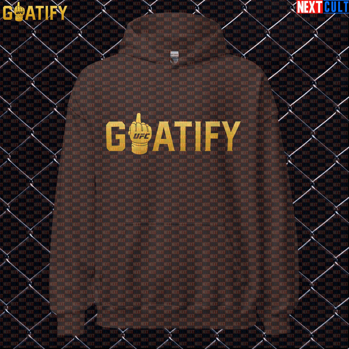 UFC GOAT Hoodie Gold Middle Finger Fight Pullover for MMA Fans & Jiu Jitsu Gifts | GOATIFY | Hoodies | ["Martial Arts", "MMA", "NCB", "UFC"]
