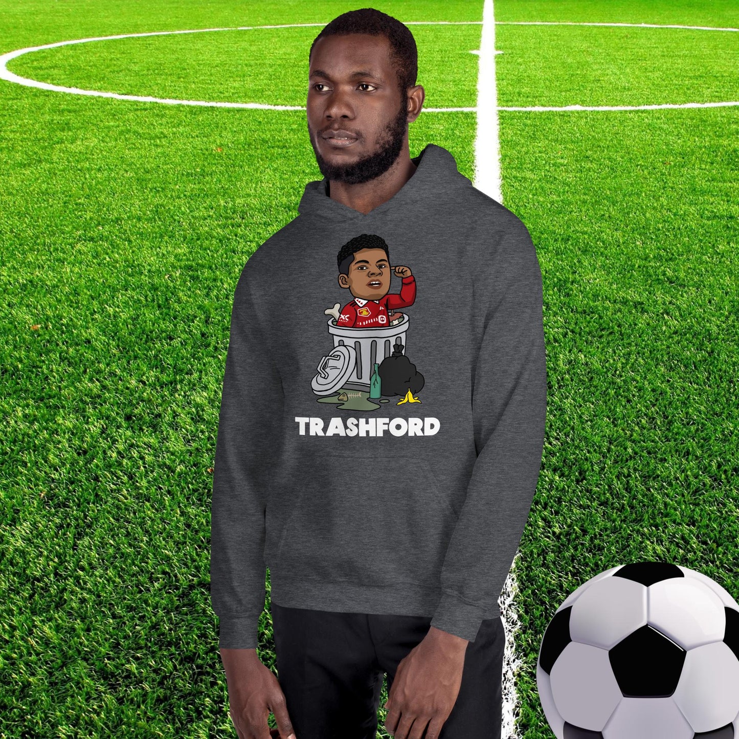 Trashford Marcus Rashford Manchester United Gift Man United Gift Marcus Rashford Unisex Hoodie Dark Heather Hoodies Football Manchester United Marcus Rashford Next Cult Brand