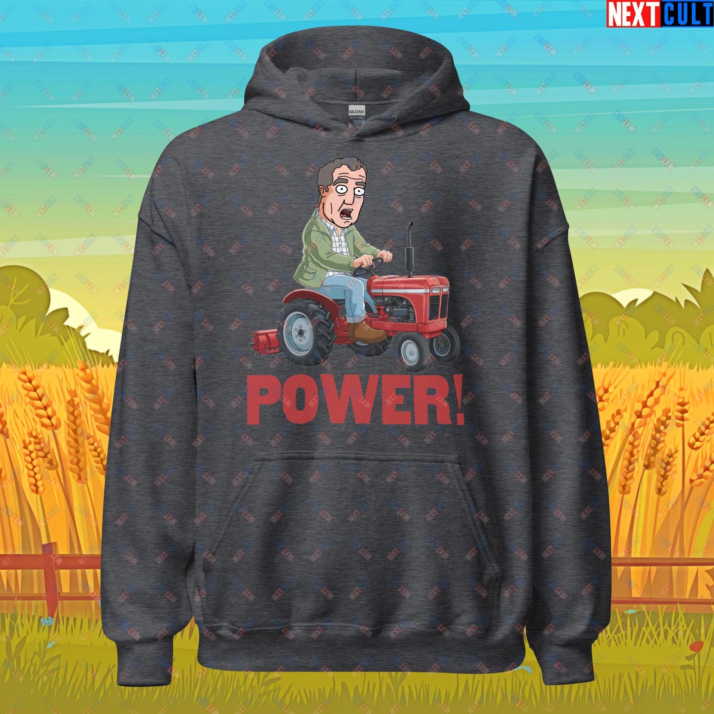 Speed and Power Tractor Jeremy Clarkson's Farm Diddly Squat Grand Tour Top Gear Funny Meme Cartoon Unisex Hoodie Dark Heather Hoodies Clarkson's Farm Grand Tour Jeremy Clarkson Top Gear TV Shows Next Cult Brand