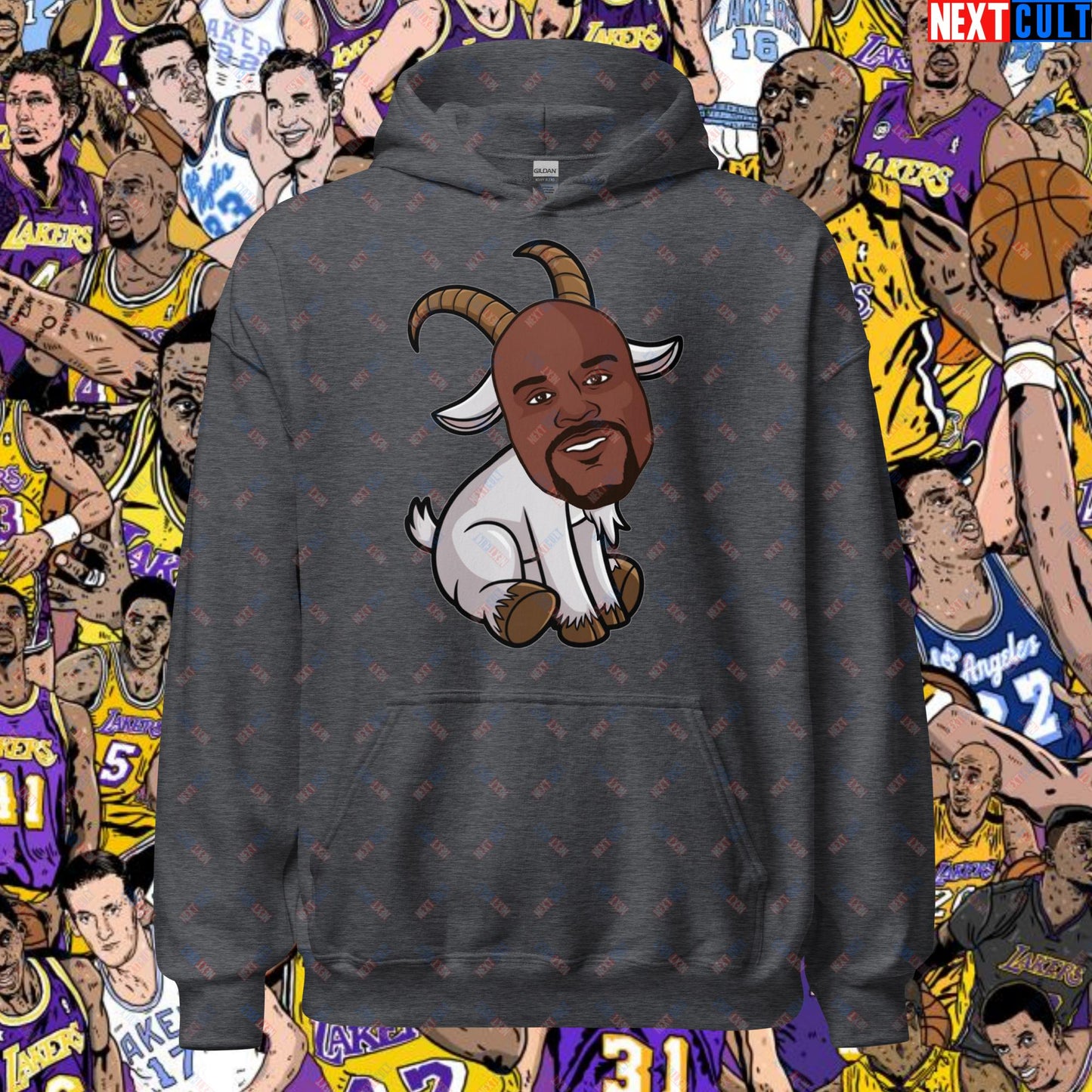 Shaquille O’Neal GOAT Hoodie - Shaq Basketball Meme Sweatshirt - Greatest of All Time NBA Funny Cartoon Pullover for Basketball Fans - Perfect Gift for Shaq Lovers Unisex Hoodie Dark Heather Hoodies Basketball G.O.A.T. Los Angeles Lakers NBA Orlando Magic Shaq Next Cult Brand