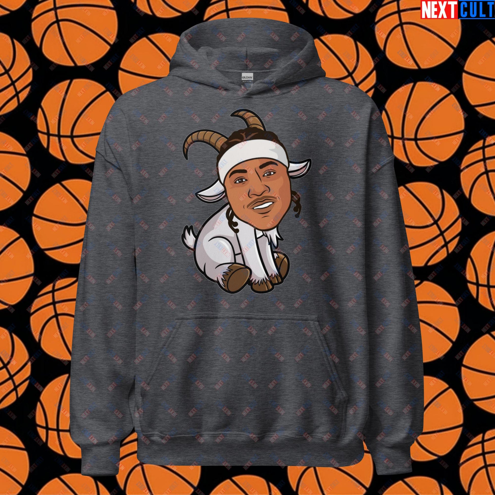 Carmelo Anthony G.O.A.T. Hoodie - Funny Basketball Meme Sweatshirt - Greatest of All Time Carmelo Anthony Pullover - Perfect Gift for Basketball Fans Unisex Hoodie Dark Heather Hoodies Basketball Carmelo Anthony Denver Nuggets G.O.A.T. NBA New York Knicks Next Cult Brand