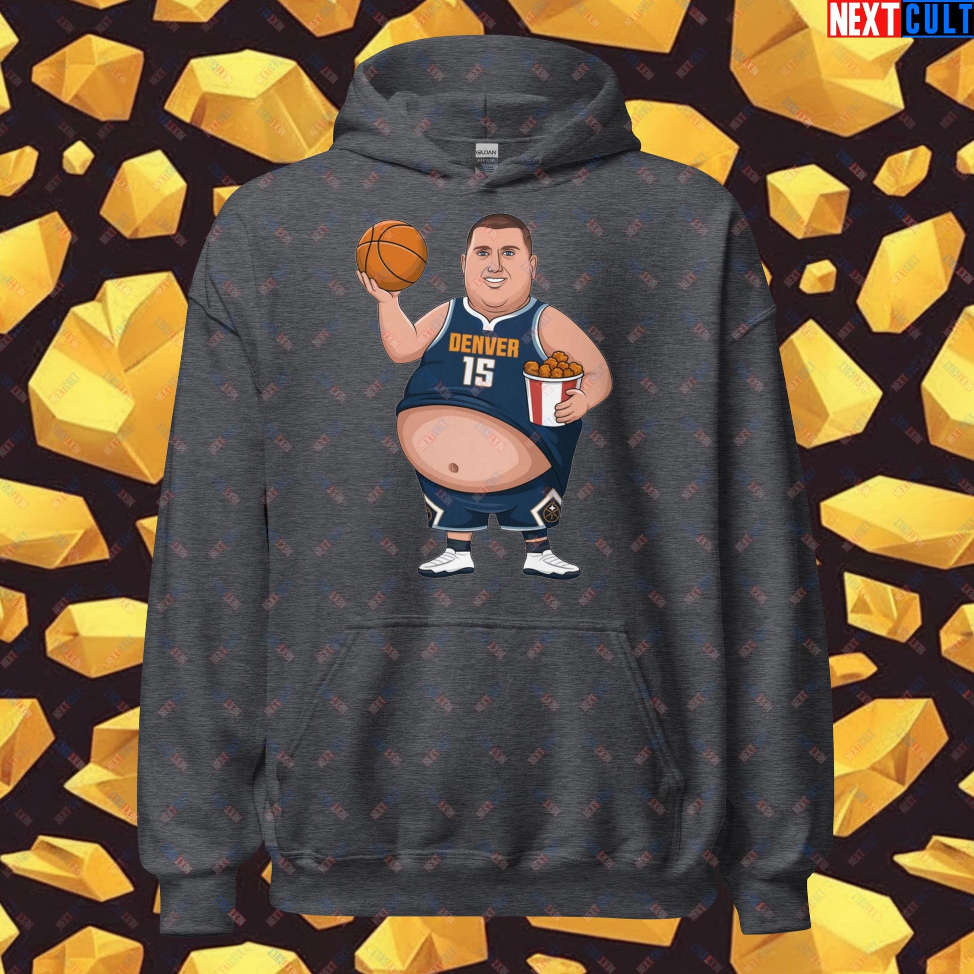 Fat Jokic Denver Nuggets Hoodie - Funny Basketball Meme Sweatshirt - Big Jokic Dominance Pullover for Basketball Fans - Perfect Gift for Jokic Fans Unisex Hoodie Dark Heather Hoodies Basketball Denver Nuggets NBA Nikola Jokic Next Cult Brand