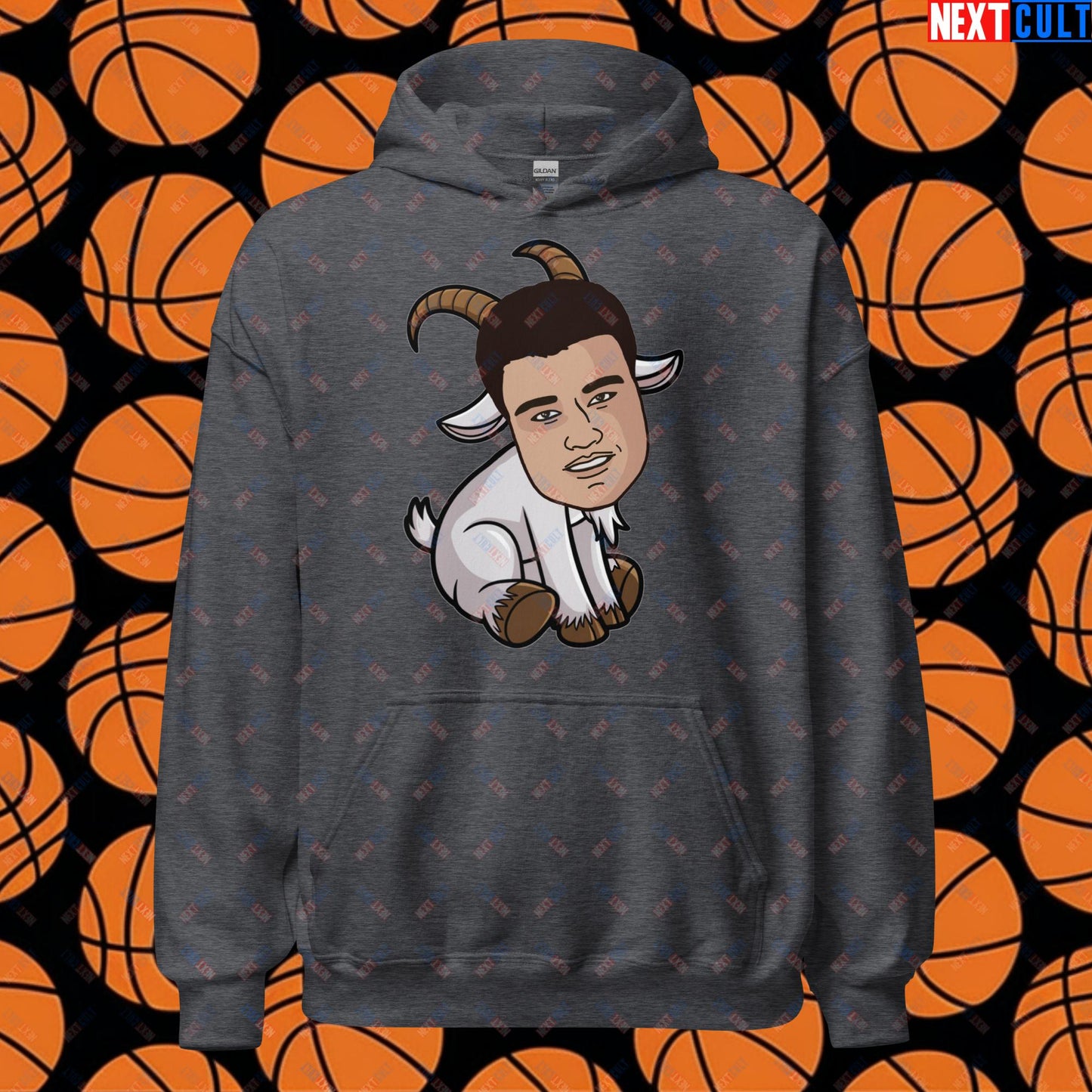 Yao Ming GOAT Hoodie - Funny Basketball Meme Sweatshirt - Greatest of All Time Pullover for Houston Rockets Fans - Perfect Gift for Yao Ming Fans Unisex Hoodie Dark Heather Hoodies Basketball G.O.A.T. Houston Rockets NBA Yao Ming Next Cult Brand