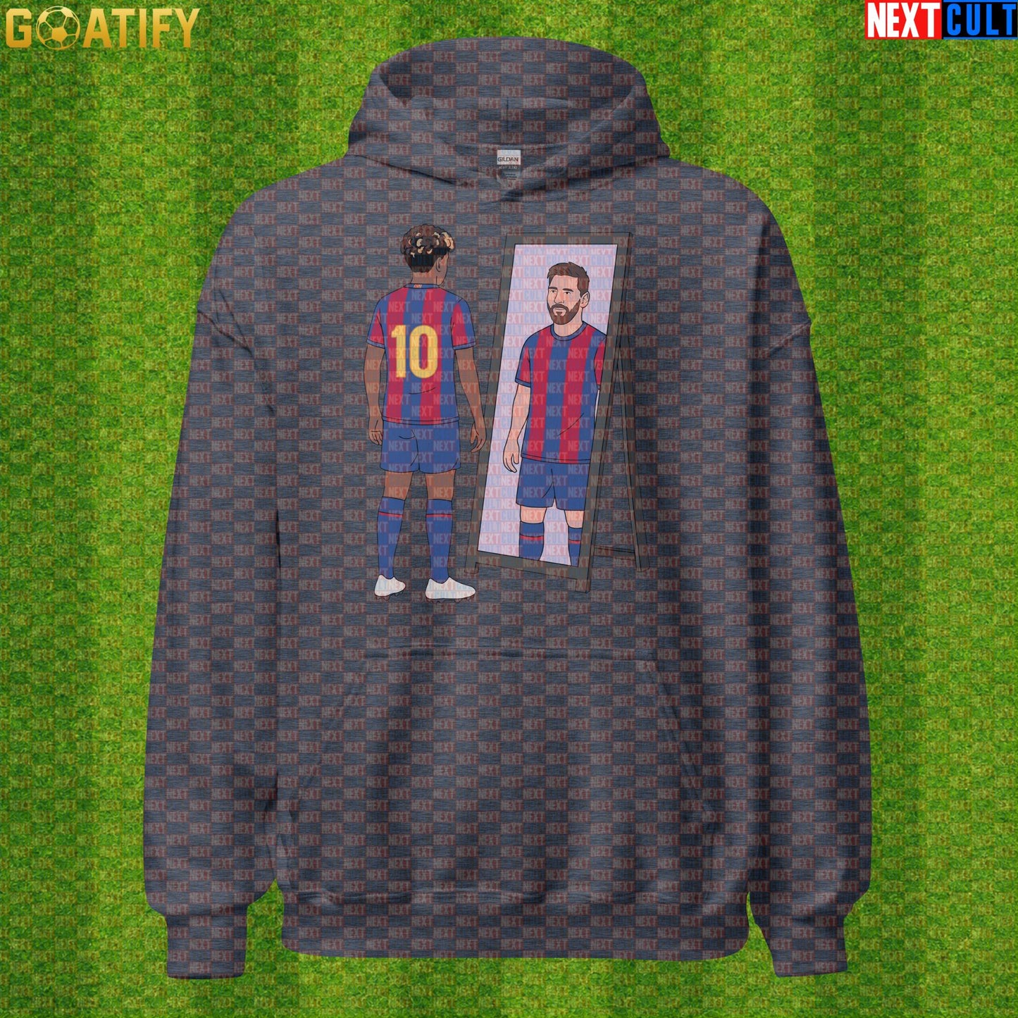 Lamine Yamal Hoodie – Future Superstar Mirror Meme Pullover for Barcelona Match Days Dark Heather Next Cult Brand