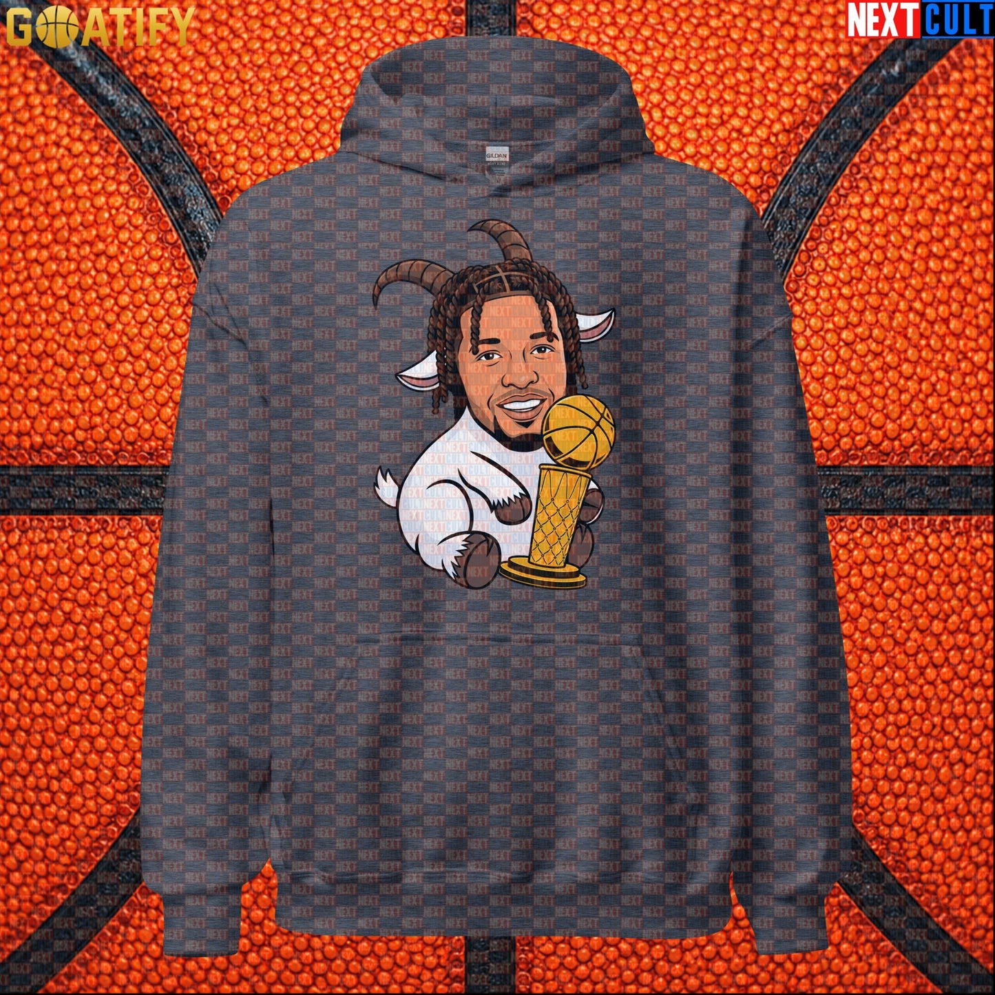 Jalen Brunson Hoodie – NBA Champion GOAT Pullover for New York Basketball Supporters Dark Heather Next Cult Brand