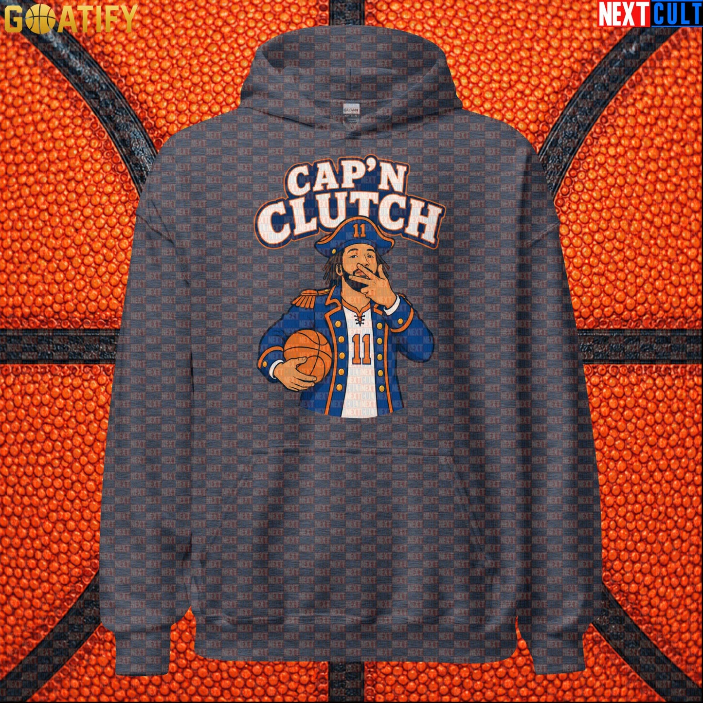 Jalen Brunson Hoodie – Cap’n Clutch Pullover for New York Knicks Fans and NBA Match Days Dark Heather Next Cult Brand