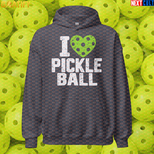 Pickleball Hoodie I Love Pickleball Vintage Heart Pullover for Players & Fans | Hoodies | ["NCB", "Pickleball"]