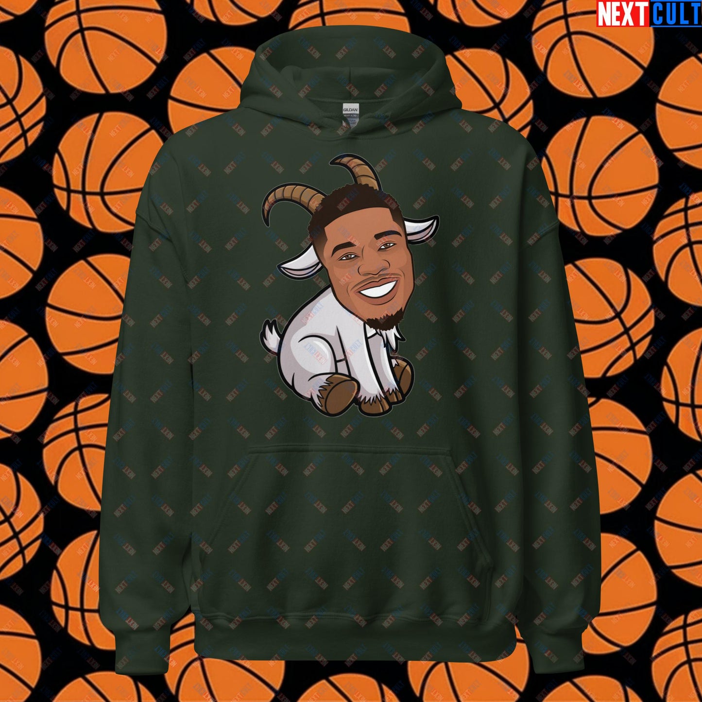 Giannis Antetokounmpo G.O.A.T. Hoodie - Funny Basketball Meme Sweatshirt - Greatest of All Time Pullover for Basketball Fans - Perfect Gift for Giannis Fans Unisex Hoodie Forest Green Hoodies Basketball G.O.A.T. Giannis Antetokounmpo Milwaukee Bucks NBA Next Cult Brand