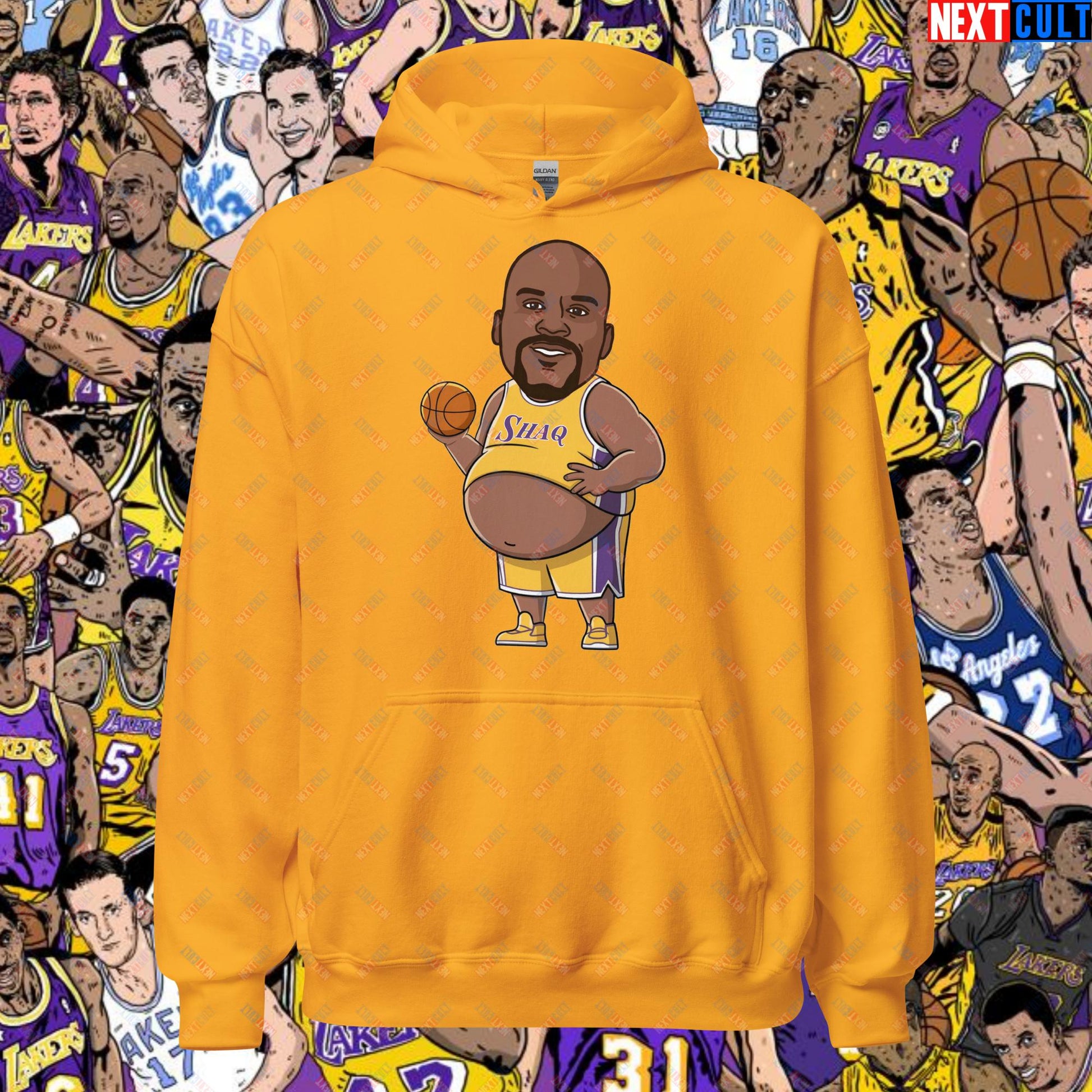 Fat Shaq Funny Basketball Meme Hoodie - Big Shaq Dominance Sweatshirt for Basketball Fans - Perfect Gift for Shaq Fans Unisex Hoodie Gold Hoodies Basketball Los Angeles Lakers NBA Shaq Next Cult Brand