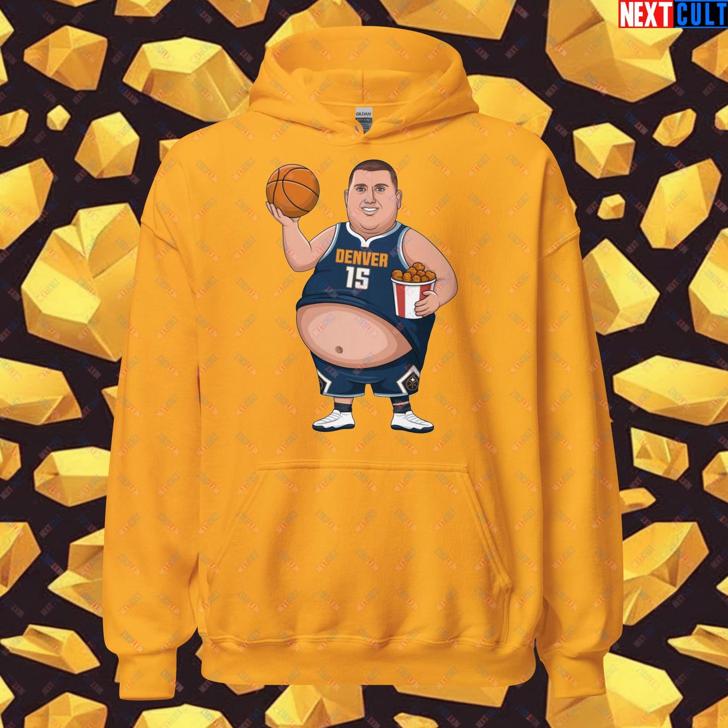 Fat Jokic Denver Nuggets Hoodie - Funny Basketball Meme Sweatshirt - Big Jokic Dominance Pullover for Basketball Fans - Perfect Gift for Jokic Fans Unisex Hoodie Gold Hoodies Basketball Denver Nuggets NBA Nikola Jokic Next Cult Brand