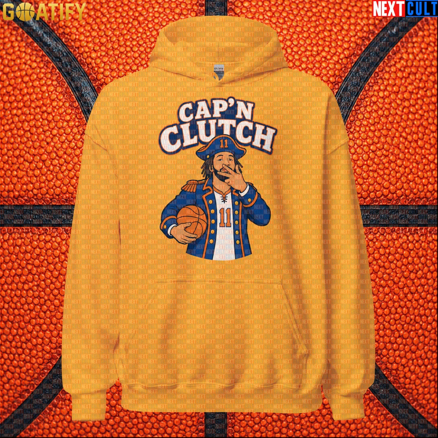 Jalen Brunson Hoodie – Cap’n Clutch Pullover for New York Knicks Fans and NBA Match Days Gold Next Cult Brand