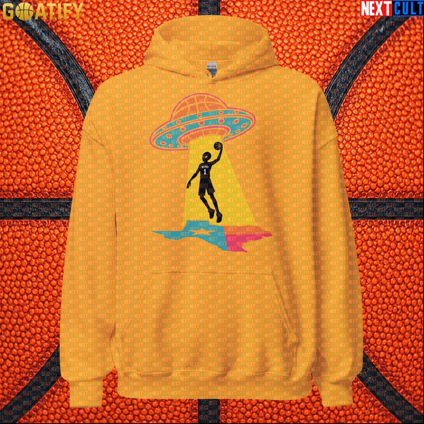 Basketball Hoodie Alien Wemby UFO Abduction Graphic for Spurs Fans and NBA Streetwear |  | ["Basketball", "France", "NBA", "San Antonio Spurs", "Victor Wembanyama", "Wemby"]