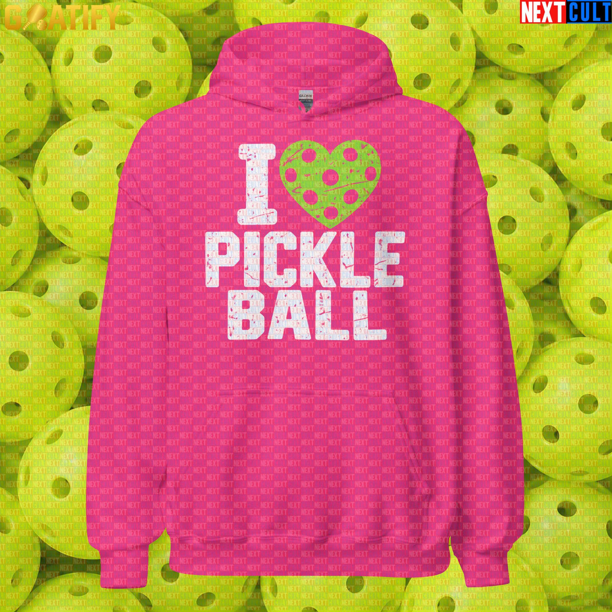 Pickleball Hoodie I Love Pickleball Vintage Heart Pullover for Players & Fans | Hoodies | ["NCB", "Pickleball"]
