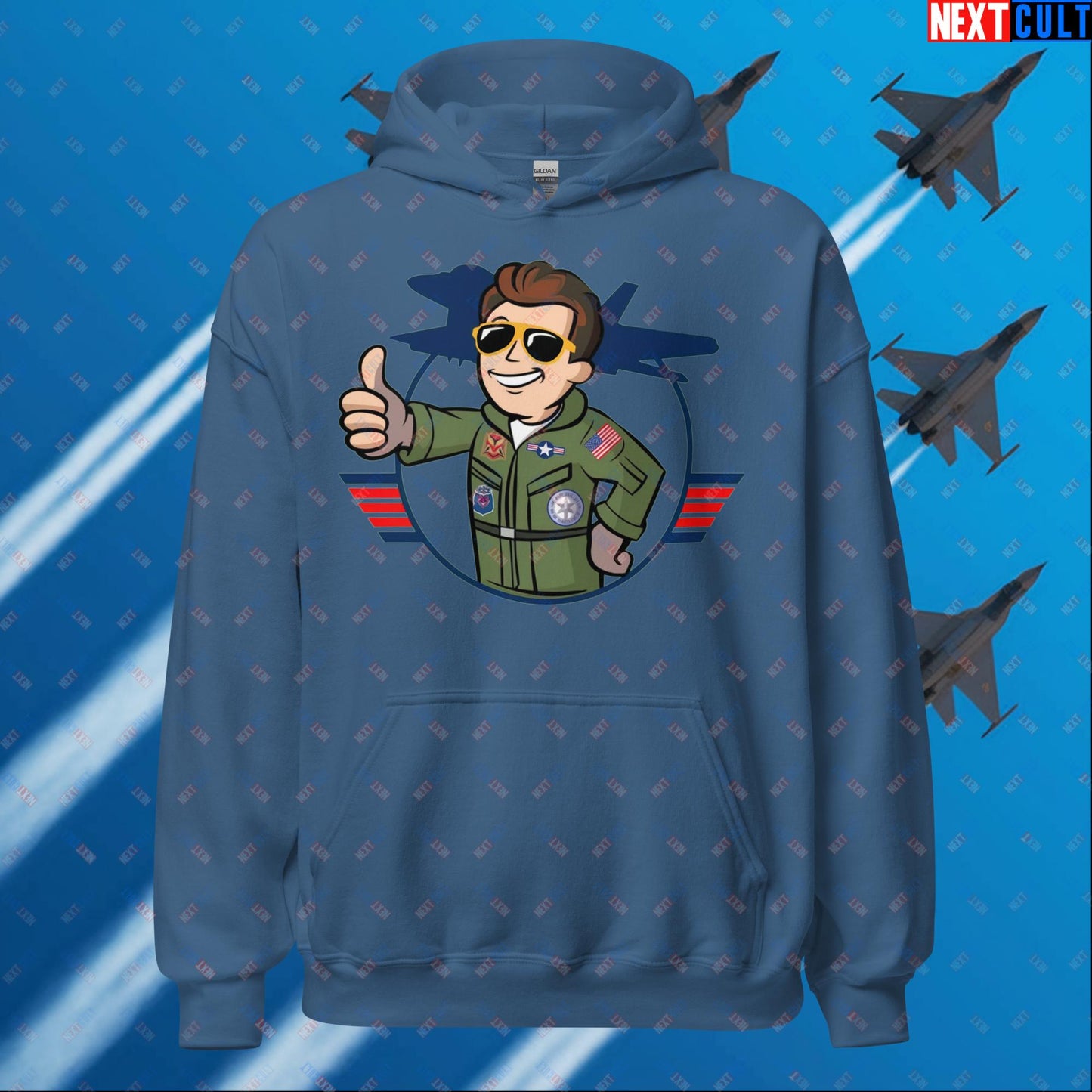 Maverick Boy Top Gun Vault Boy Fallout Funny Meme Cartoon Mashup Unisex Hoodie