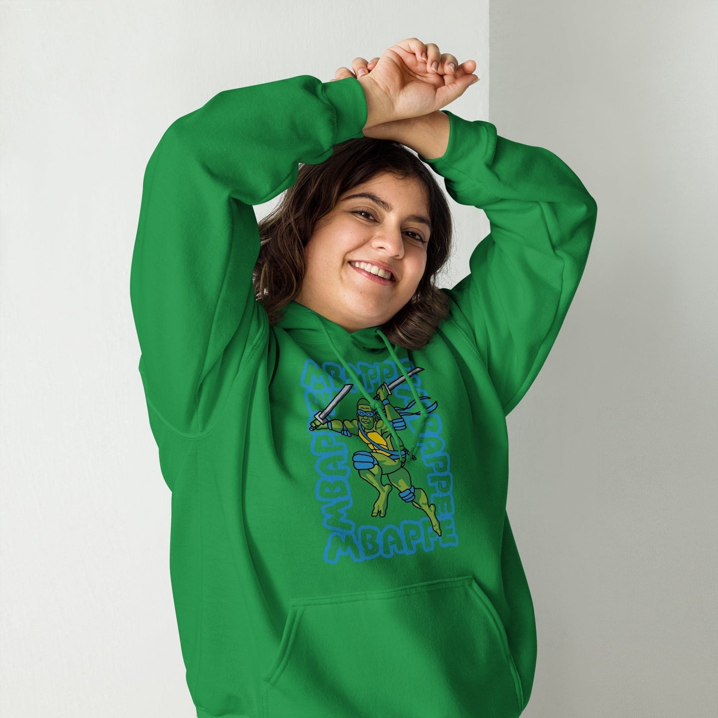 Kylian Mbappe Blue Ninja Turtle Leonardo Unisex Hoodie Next Cult Brand Football, Kylian Mbappe, Leonardo, Ninja Turtles, PSG